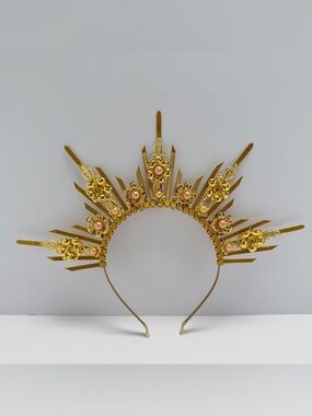 Gold Floral Pearl Sunburst Headband